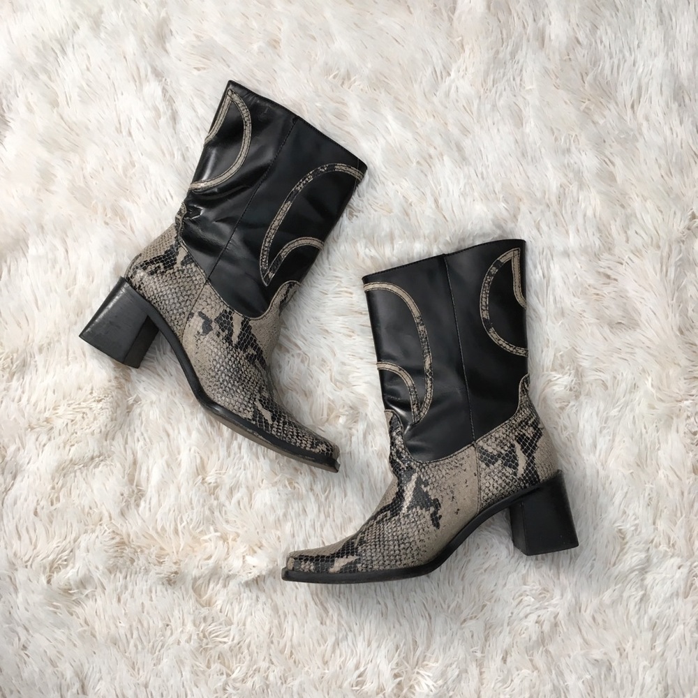 Franco Sarto Vintage Square Toe Leather Boots